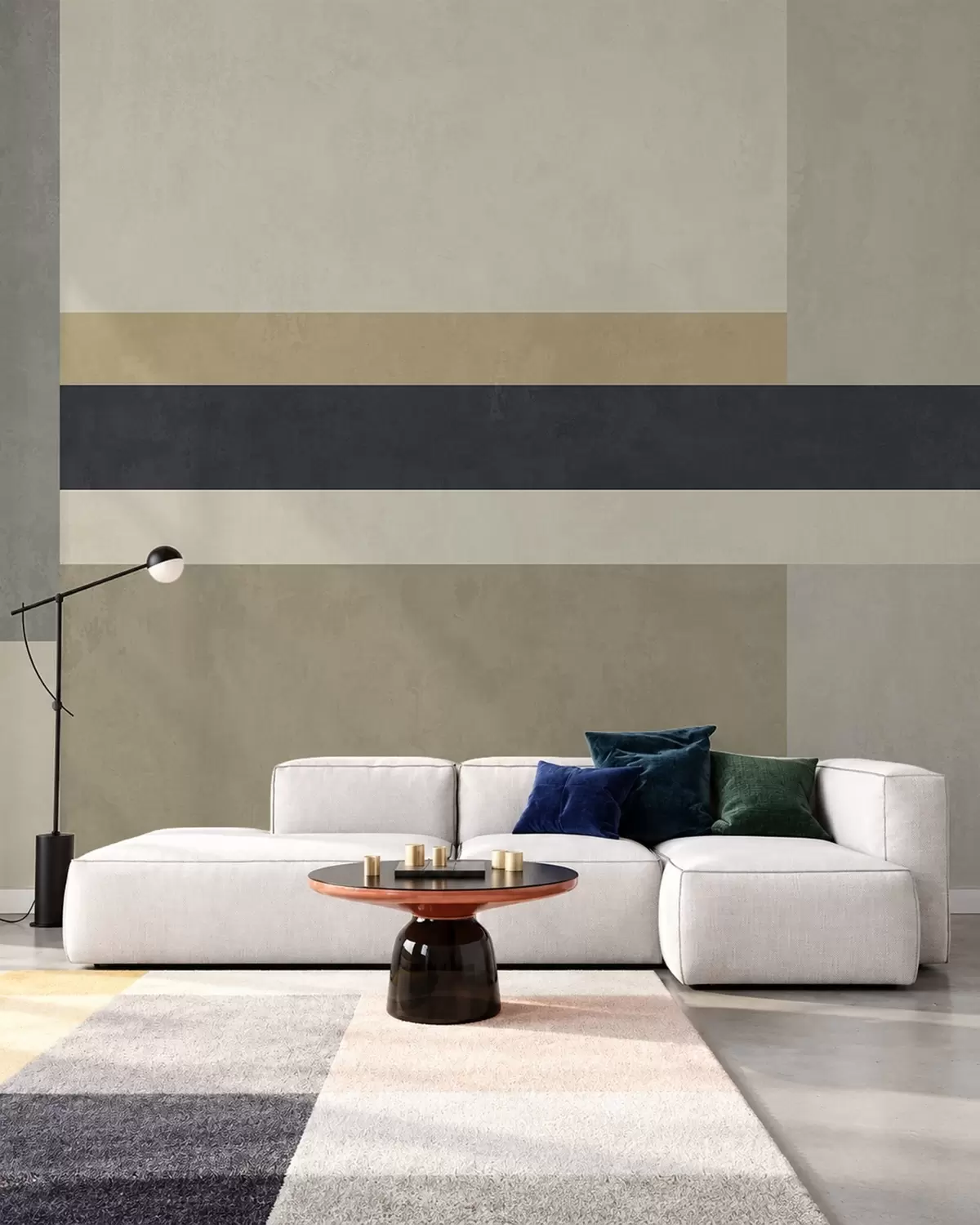 Fototapet Geometriska block i beige- och grånyanser med en mörk rand w05890v1