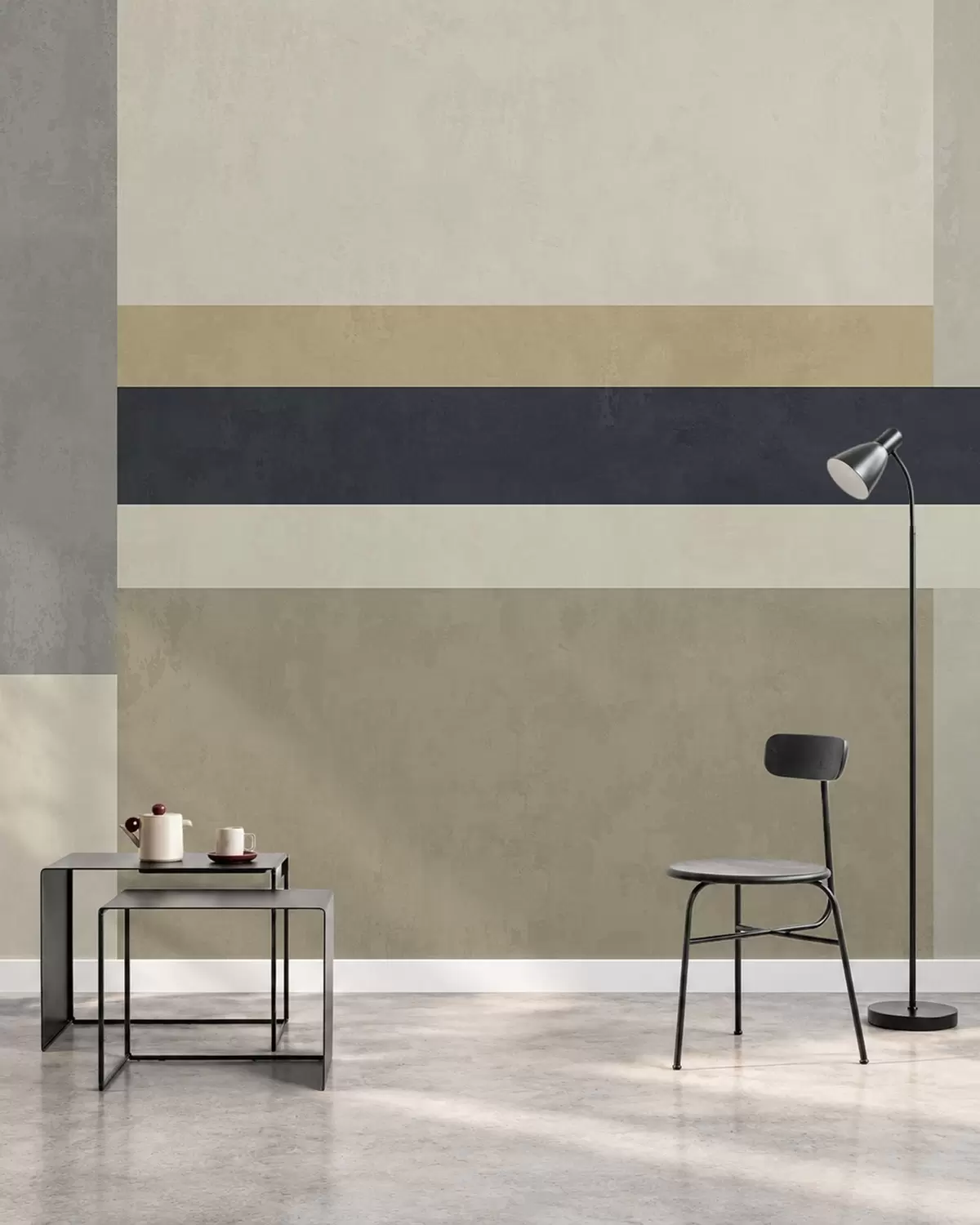 Fototapet Geometriska block i beige- och grånyanser med en mörk rand w05890v1