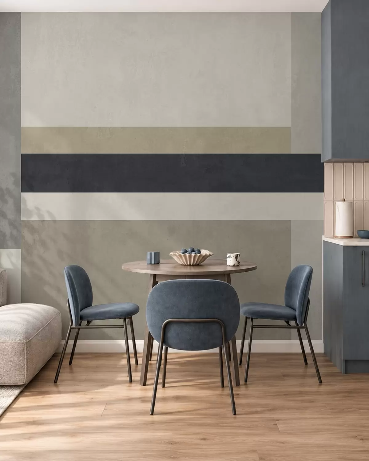 Fototapet Geometriska block i beige- och grånyanser med en mörk rand w05890v1