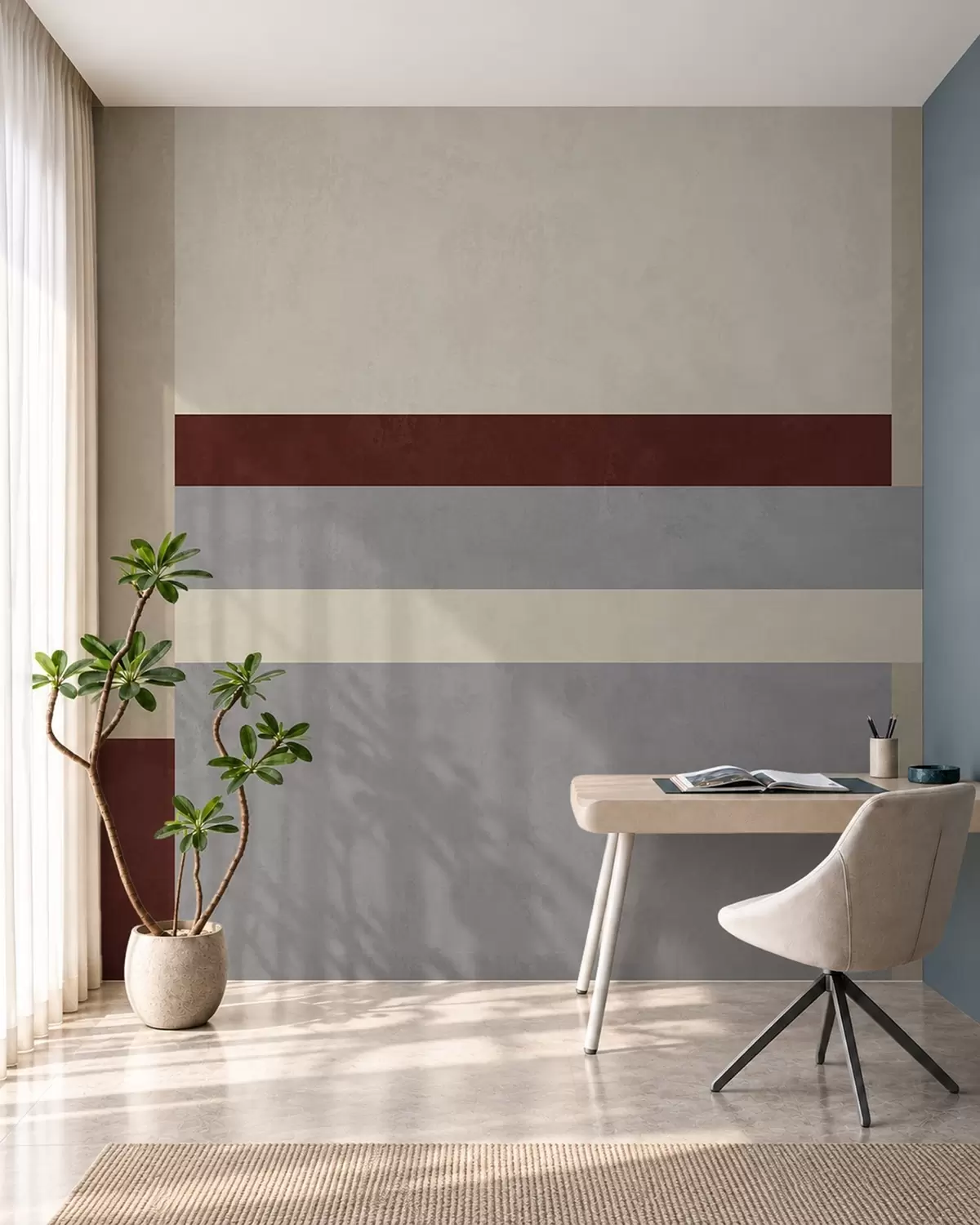 Fototapet Abstrakt geometri med block i vinrött, grått och beige w05890v2
