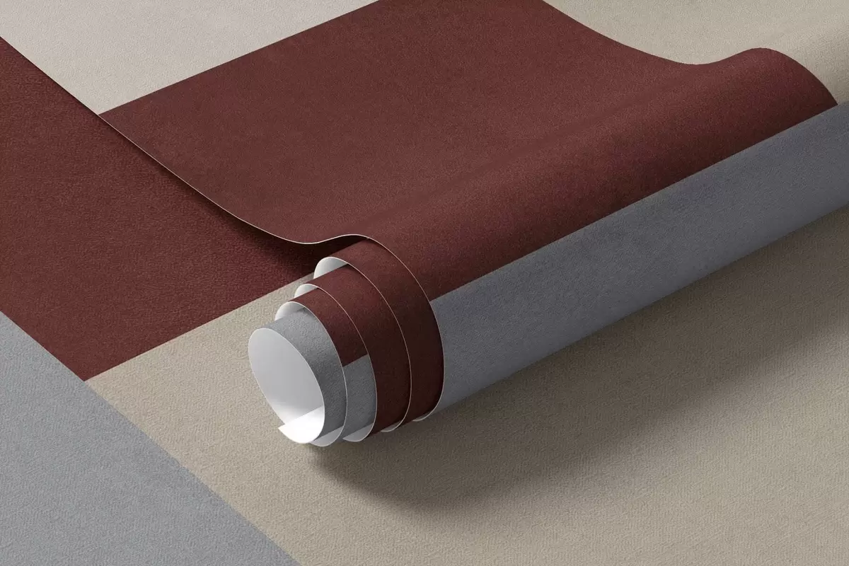 Fototapet Abstrakt geometri med block i vinrött, grått och beige w05890v2