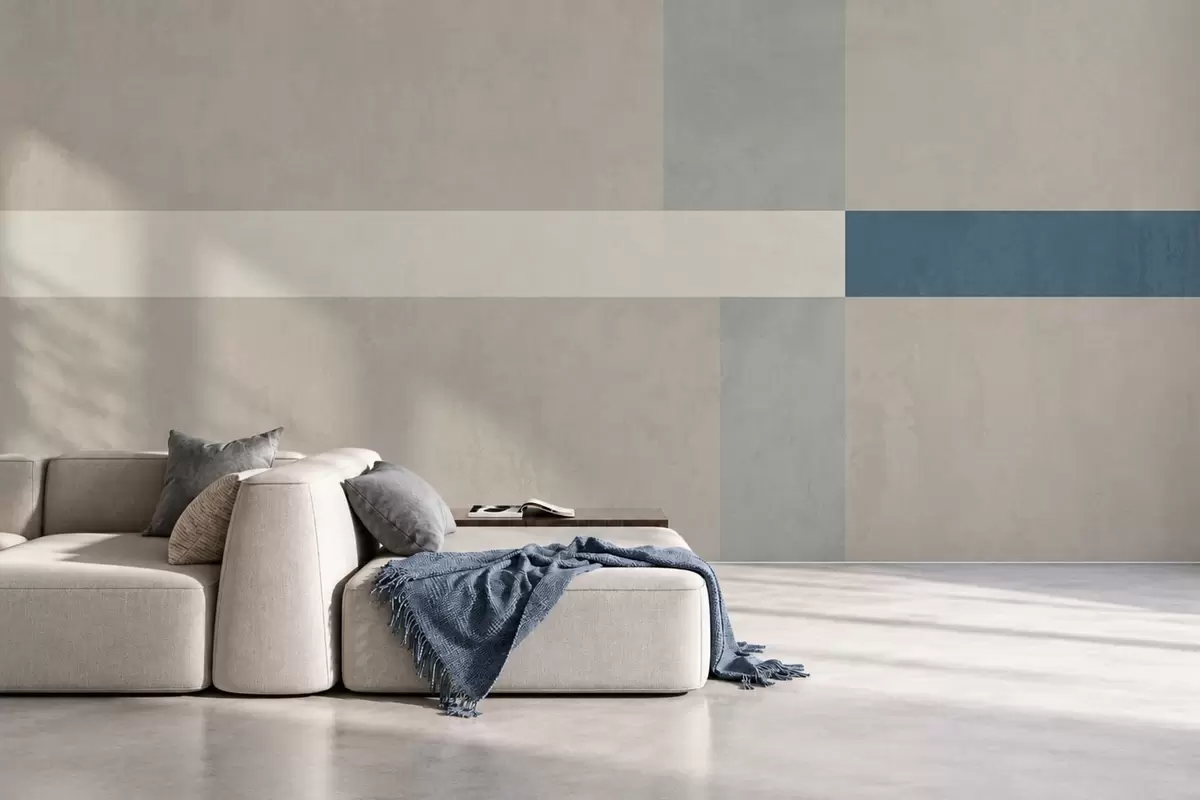 Fototapet Abstrakta beige och grå rektanglar med en blå accent w05891v2