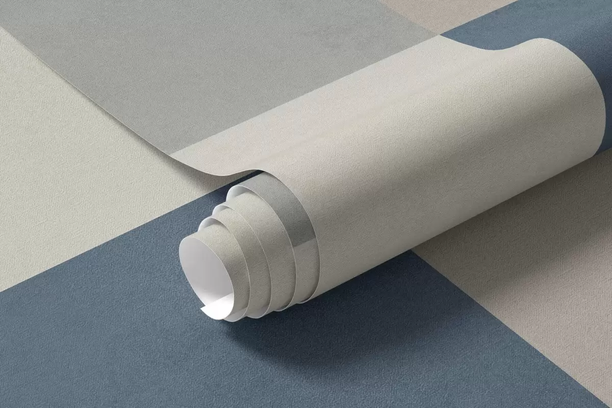 Fototapet Abstrakta beige och grå rektanglar med en blå accent w05891v2