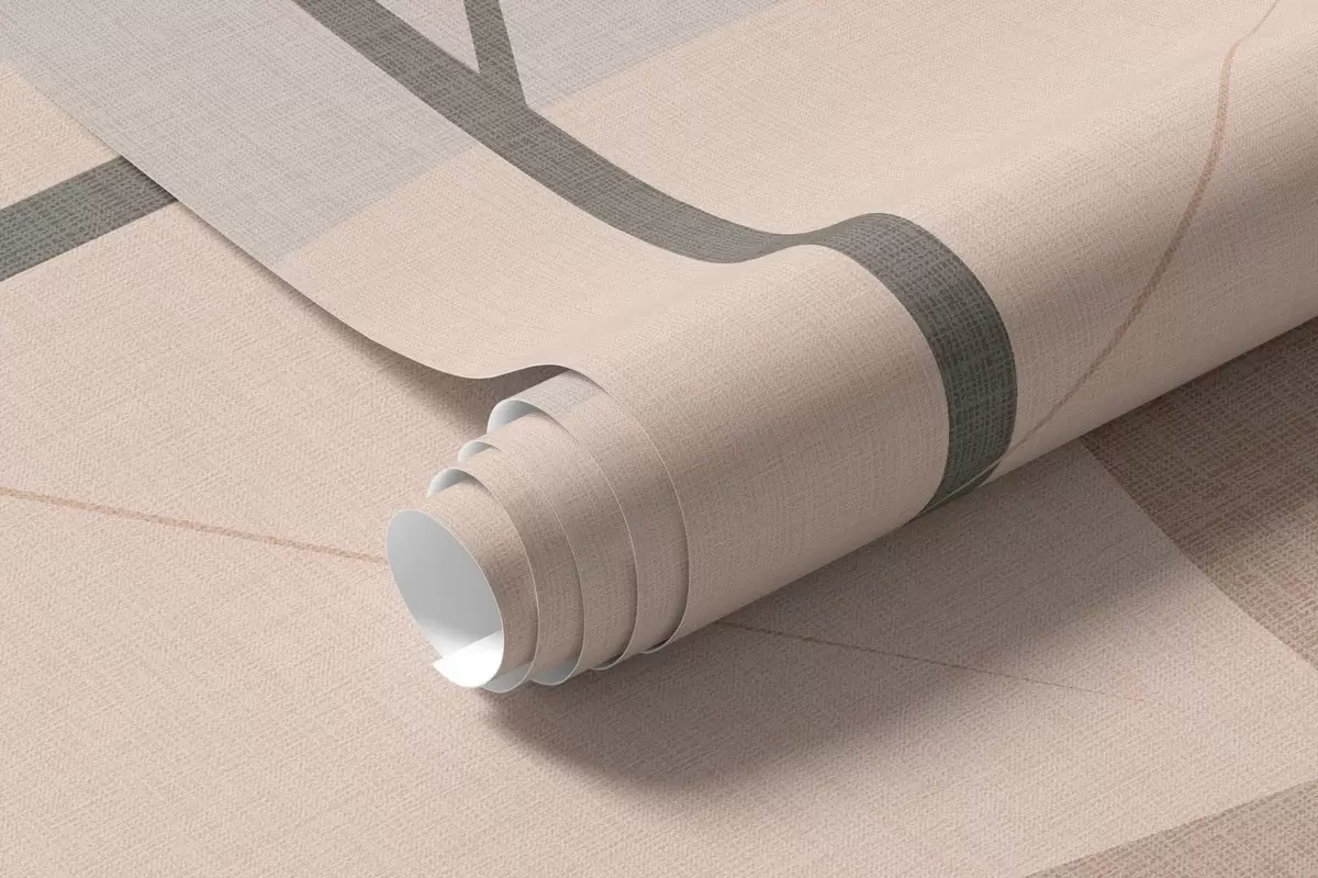 Fototapet ett abstrakt mönster med blad i matt vävstil, i nyanser av beige, terrakotta och persika w05986
