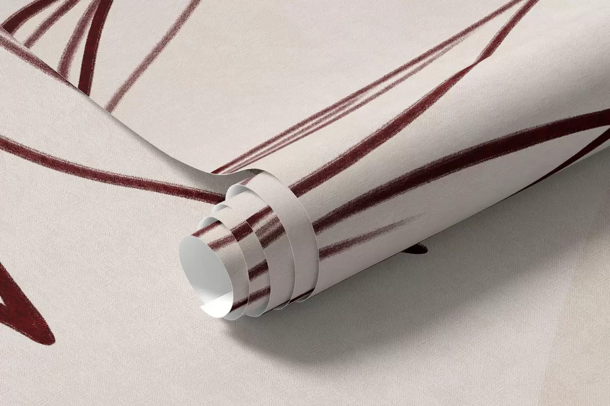 Fototapet Minimalistiska konturteckningar av tropiska blad och lövverk, cirkulära former i pastellfärger w10111v1
