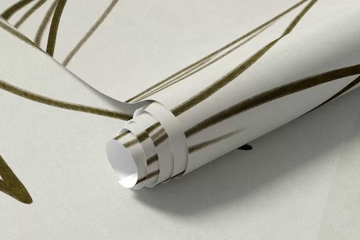 Fototapet Minimalistiska konturteckningar av tropiska blad och lövverk, cirkulära former i pastellfärger w10111v2