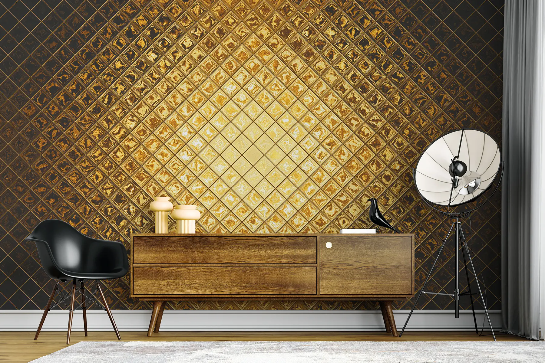 Fototapet Brunt, bärnstensfärgat mönster av rektanglar u23326