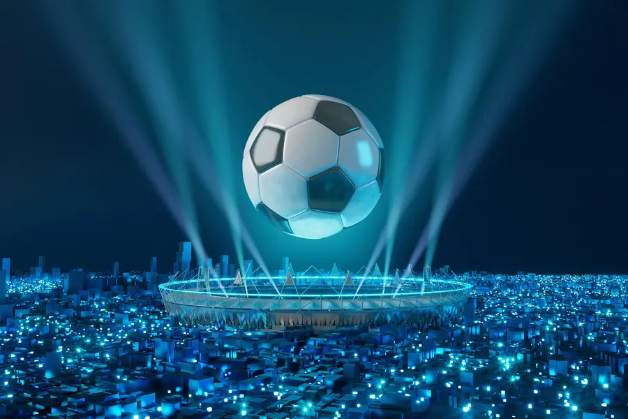 Fototapet Boll mot bakgrunden av stadion u72793