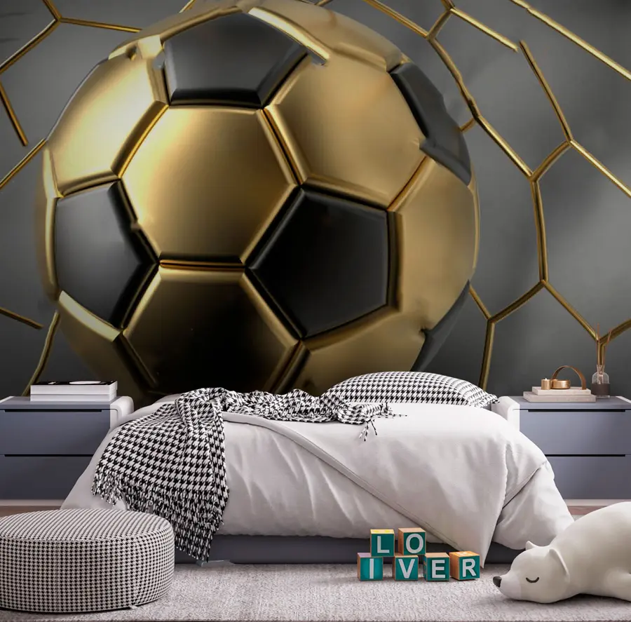 Fototapet En fotboll i mål u73011