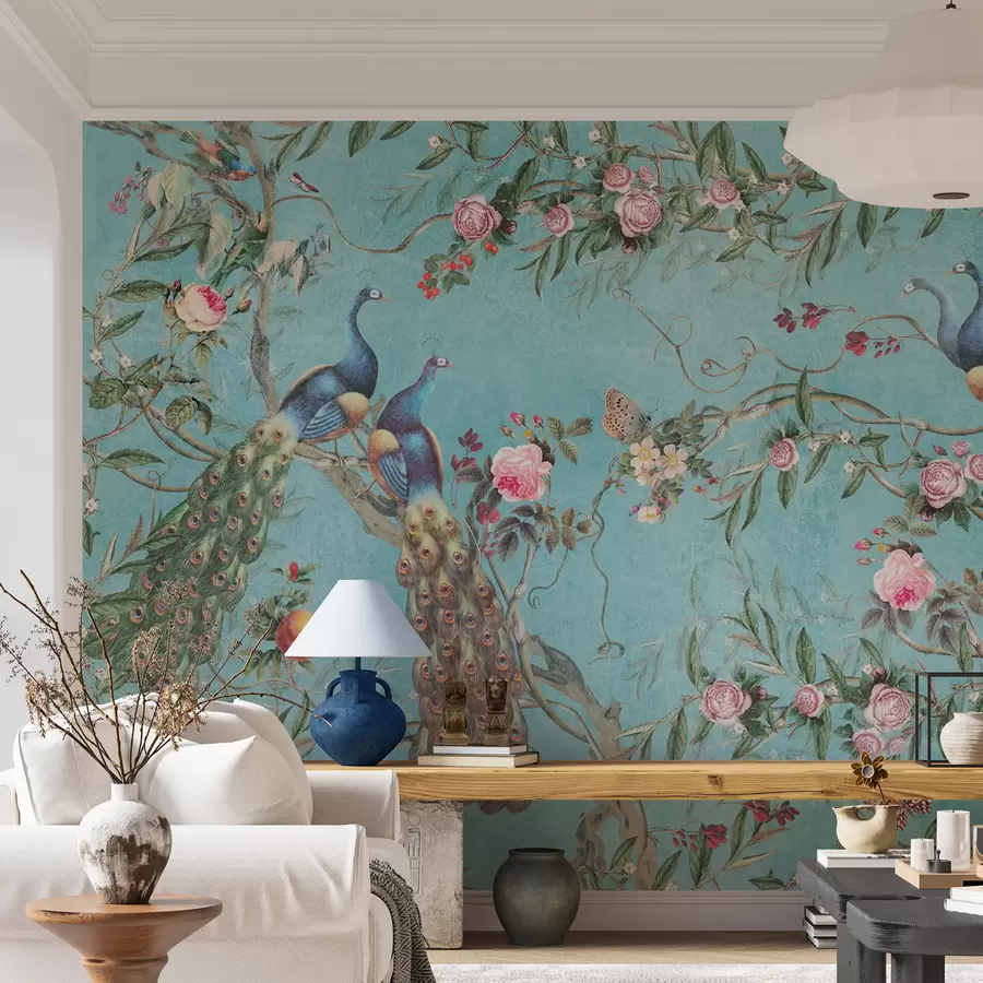 Fototapet Fågel, blomma och ryggradsdjur u12428