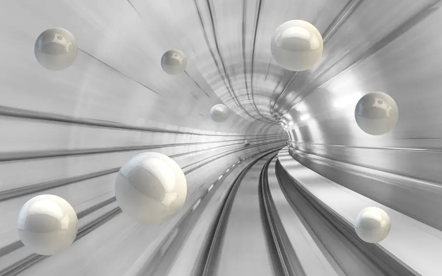 Fototapet Tunnel med blanka sfärer u17532