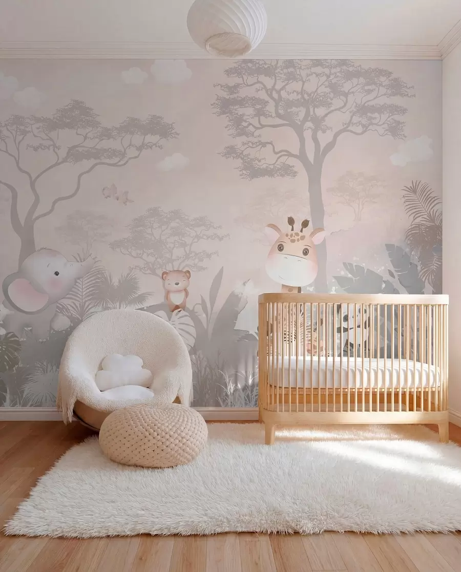 Fototapet Liten safari i rosa u73878