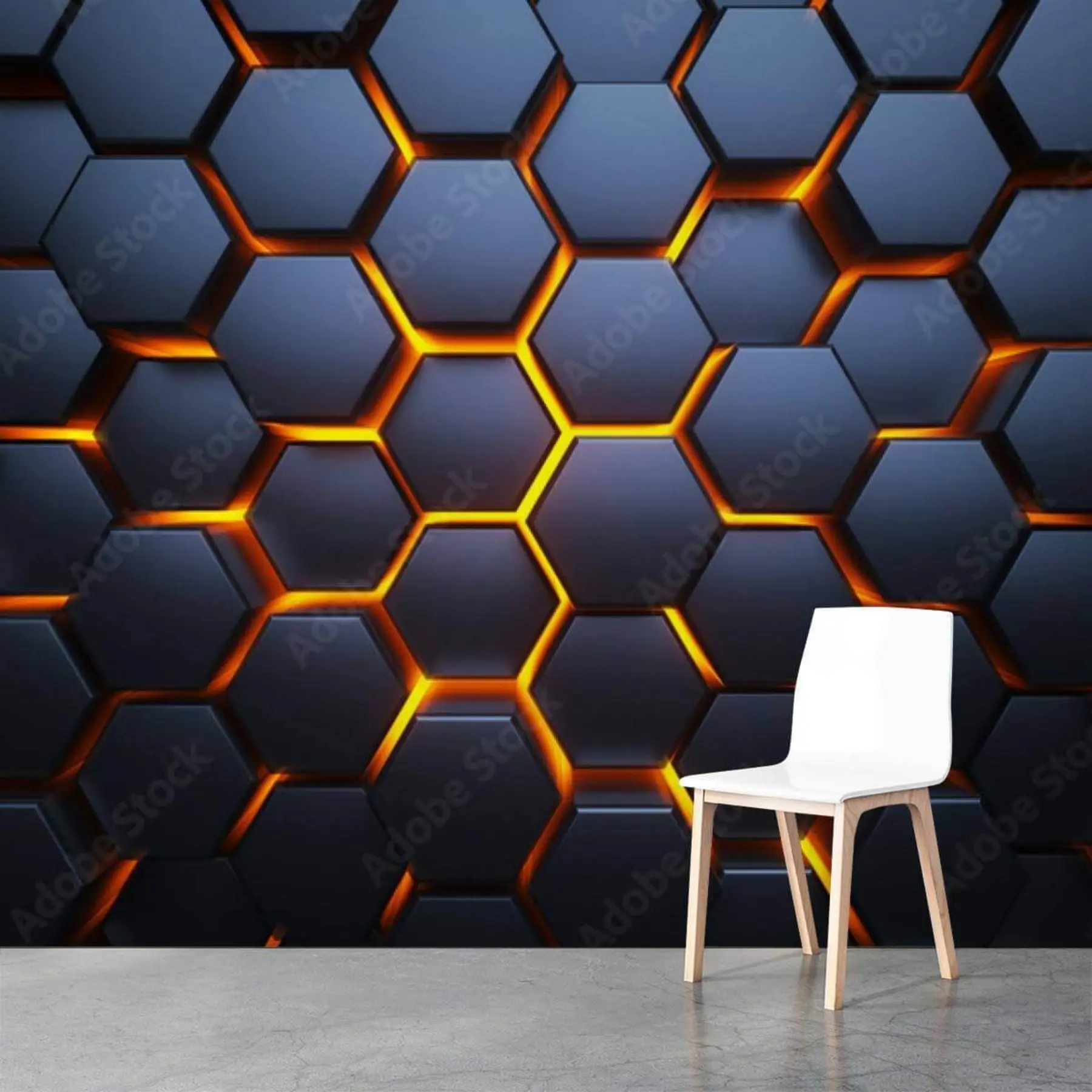 Fototapet Lätt glöd under hexagonerna u93570