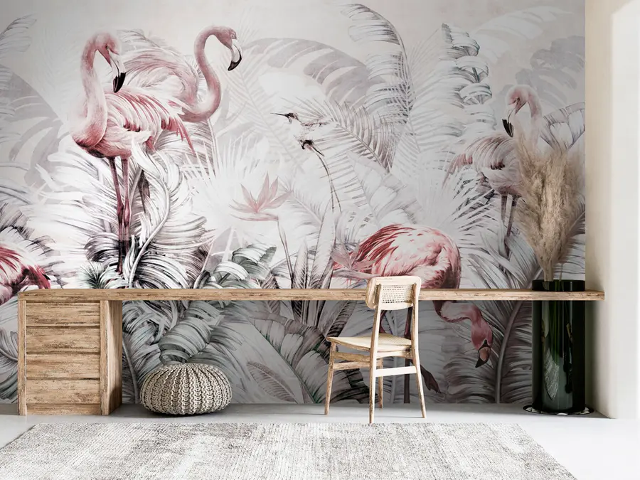 Fototapet Flamingos i tropikerna u73919