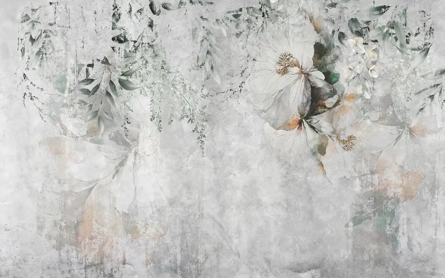 Fototapet Blomma på konkret grunge bakgrund u73969