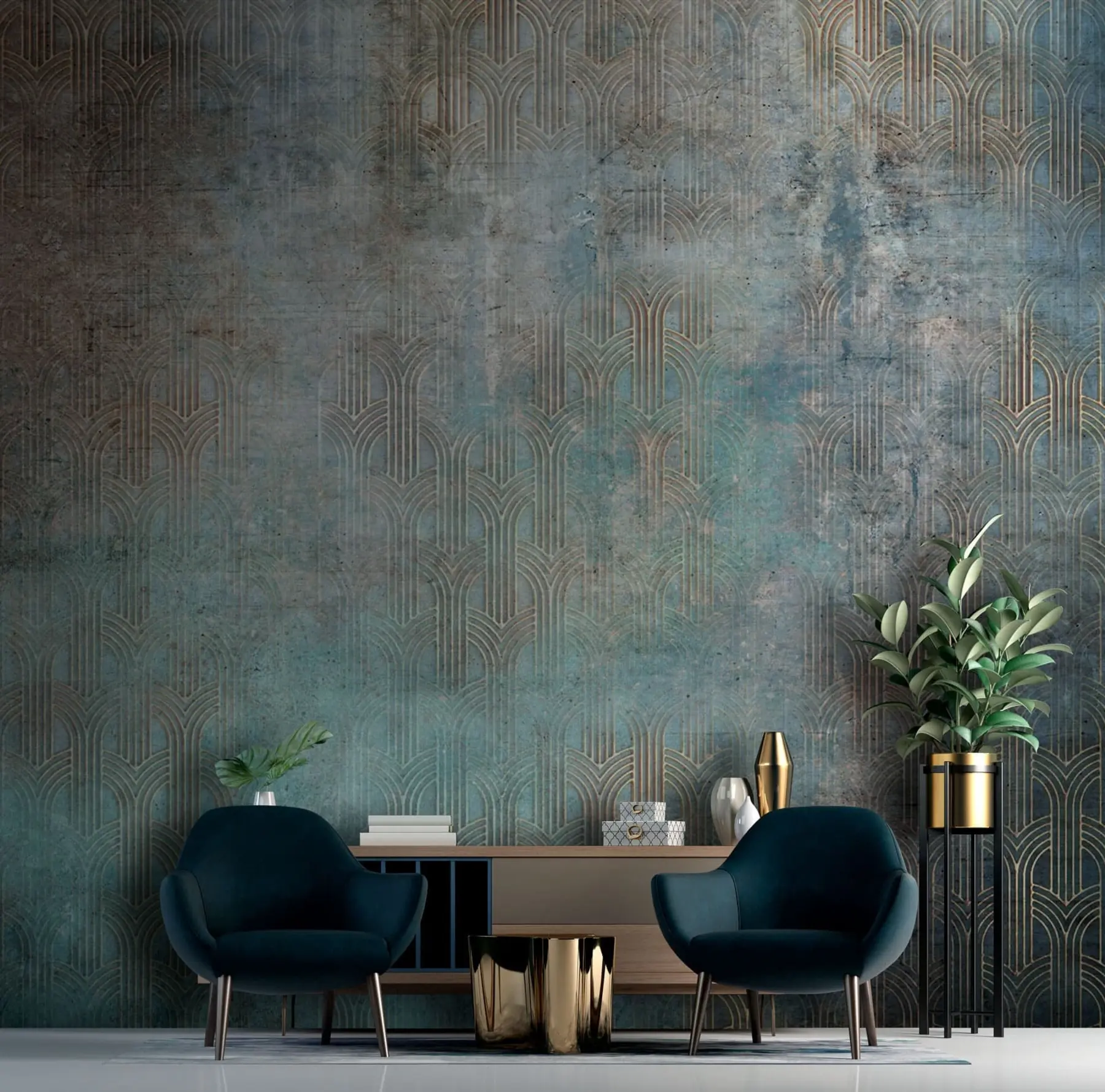 Fototapet välvt mönster på grunge vägg u73973