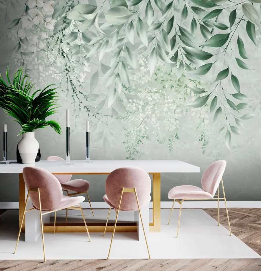 Fototapet Botaniska blommor på marmor u73982