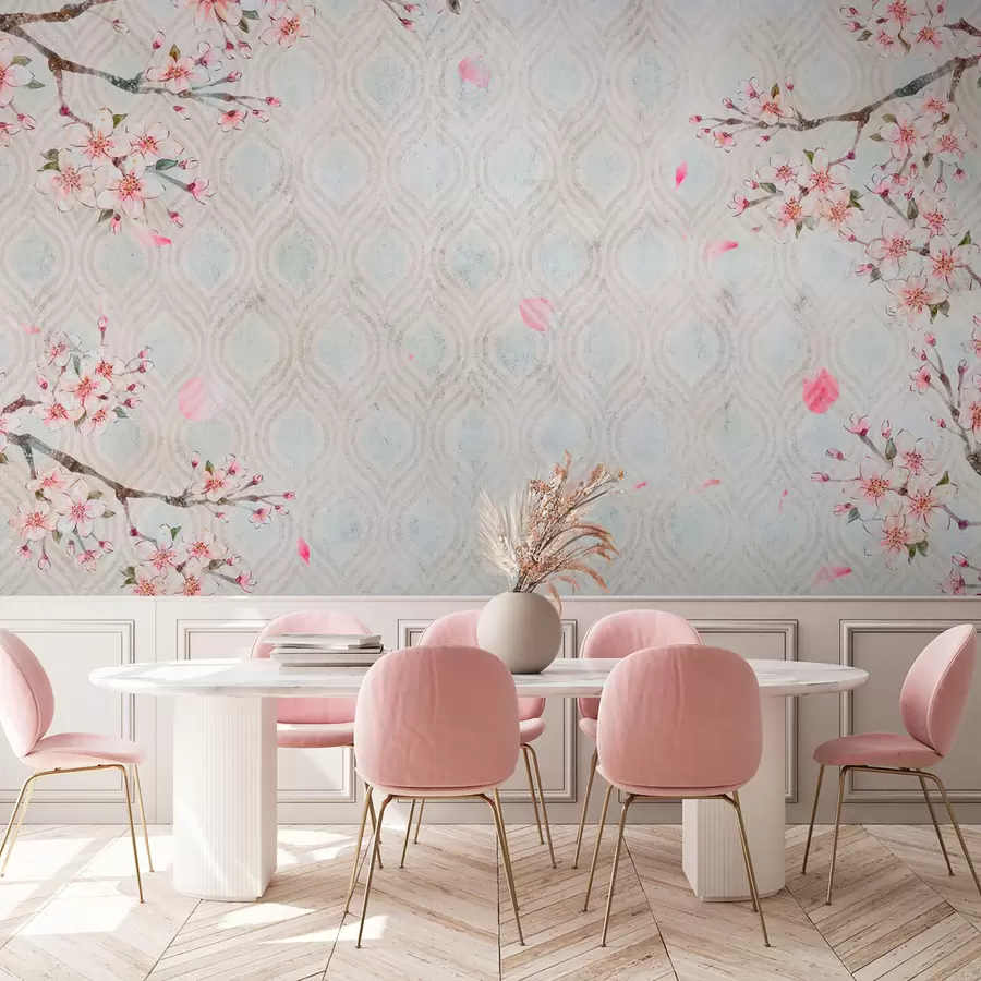 Fototapet Sakura blommor i vintage stil u74383