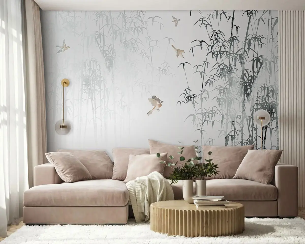 Fototapet Fåglar över bambu u93851