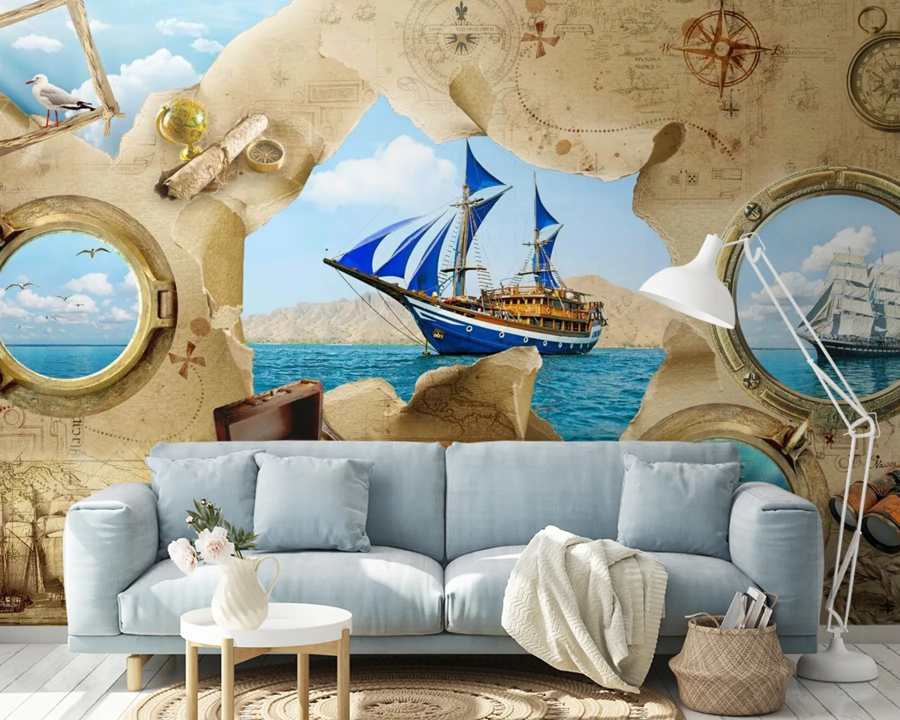 Fototapet Båt, blå och himmel u61853