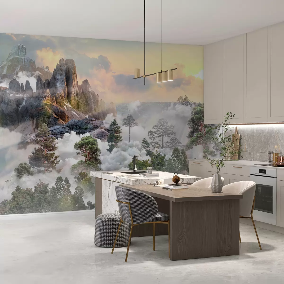 Fototapet Tallskog i dimma u80212