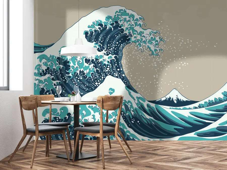 Fototapet Väggmålningar i japansk stil, väggmålningar i asiatisk stil u74617