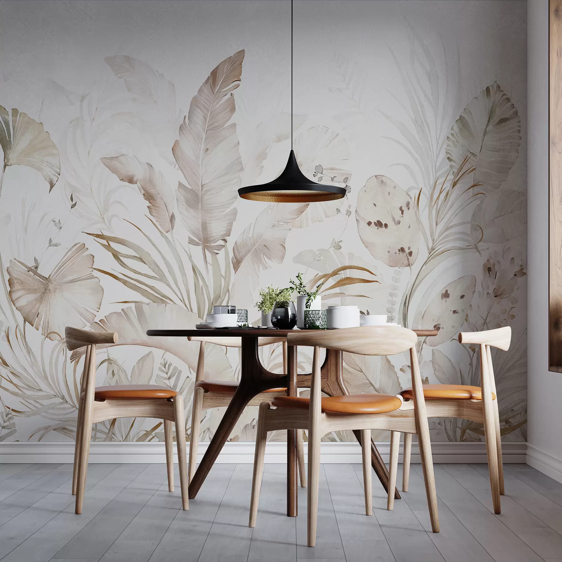 Fototapet Akvarell tropiska löv u93967