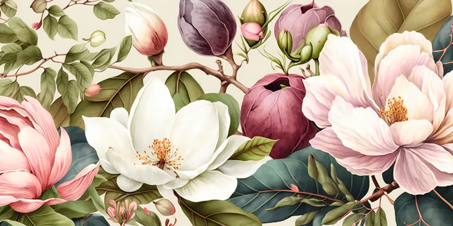 Fototapet Akvarell blommor ljus pensel u70654