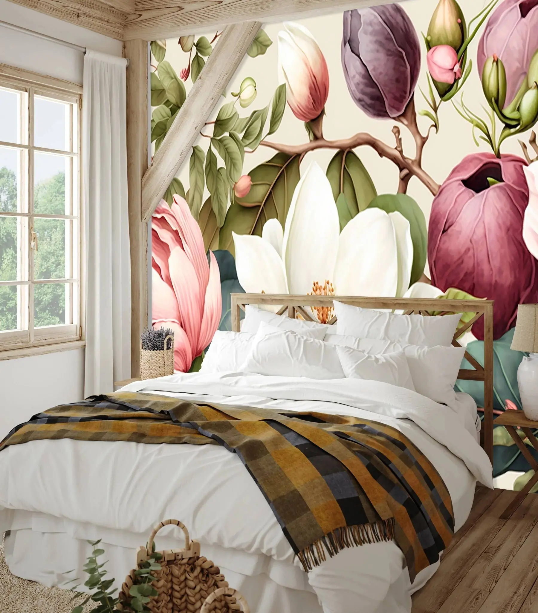 Fototapet Akvarell blommor ljus pensel u70654