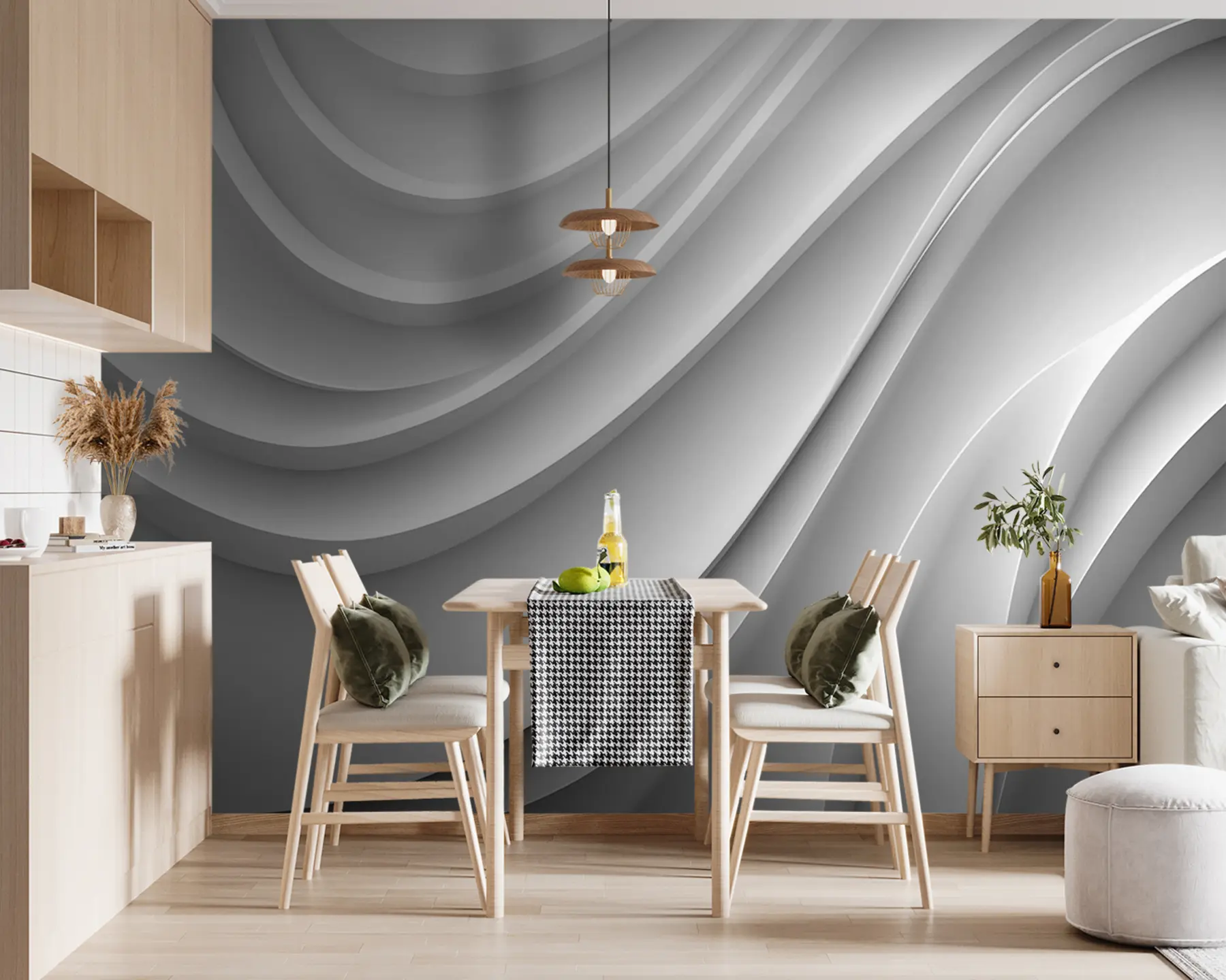 Fototapet Vita 3d-vågor u94078