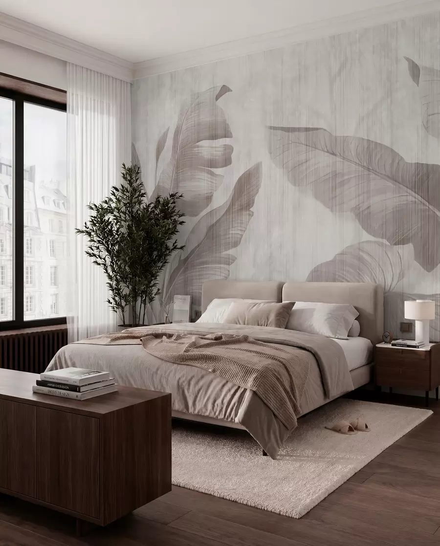 Fototapet Tropiska löv i grunge stil u00299