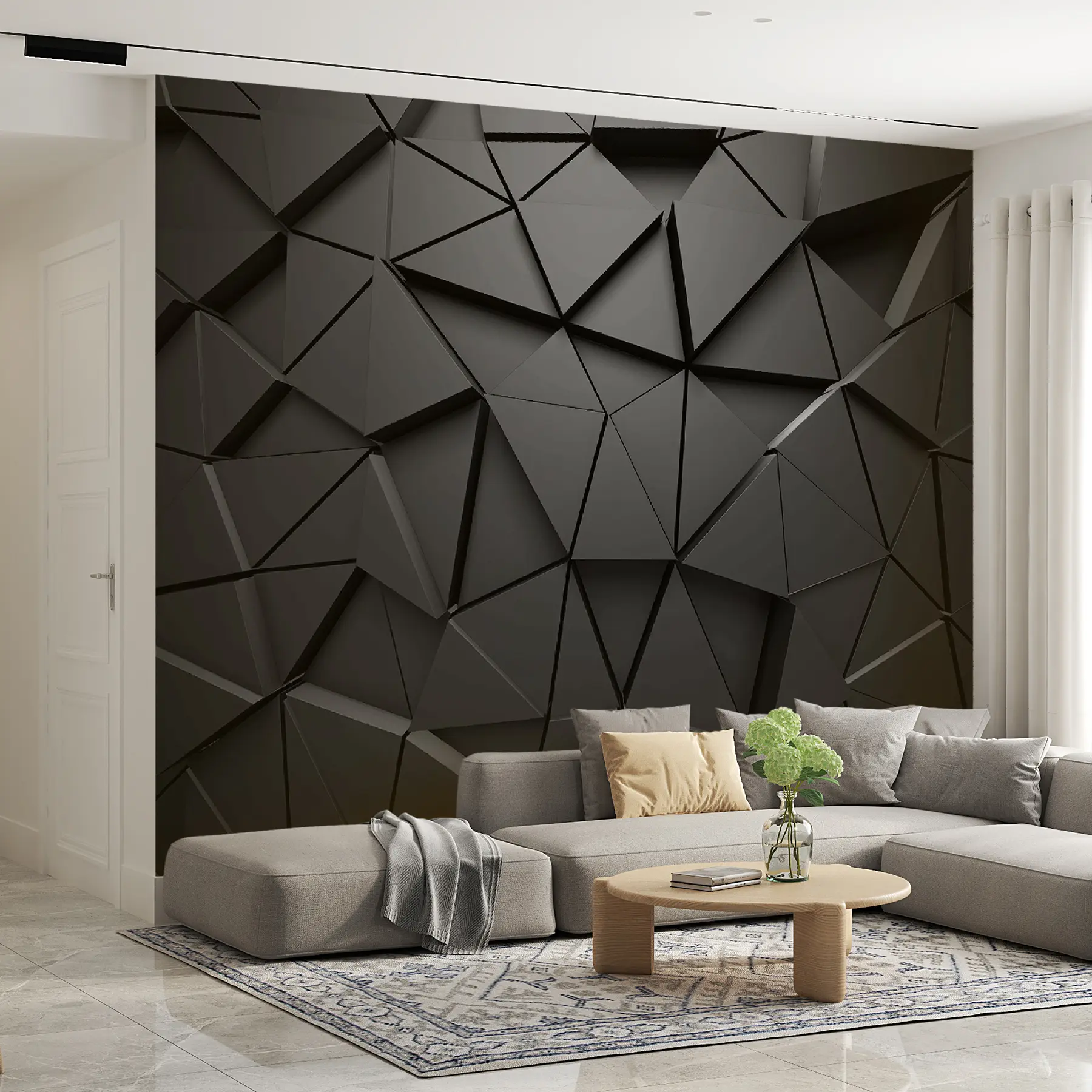 Fototapet Grafit trianglar u03062