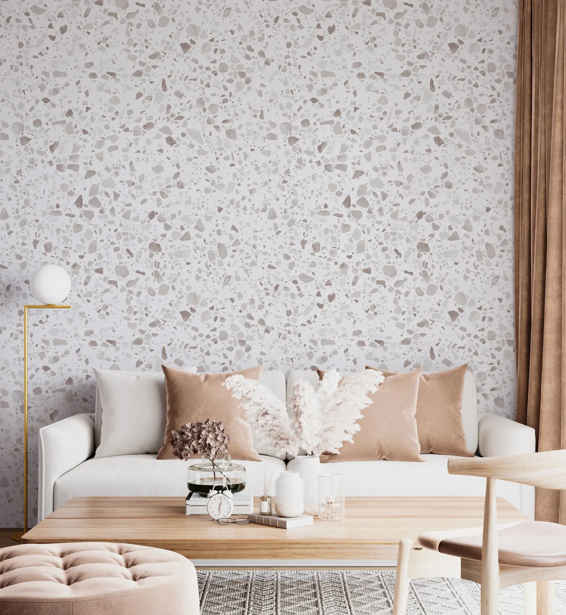 Fototapet Terrazzoplattor, mosaik med naturstenar, granit, marmor, kvarts, betong u94304