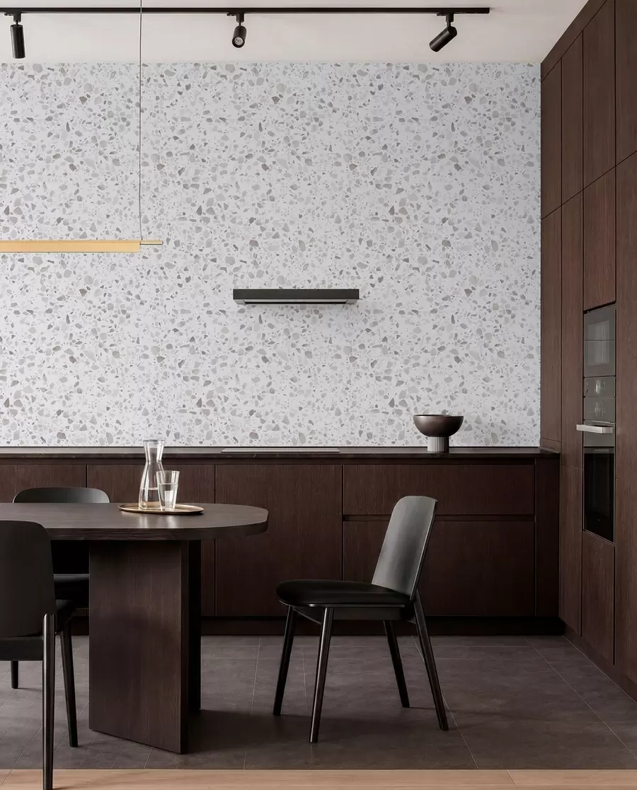 Fototapet Terrazzoplattor, mosaik med naturstenar, granit, marmor, kvarts, betong u94304