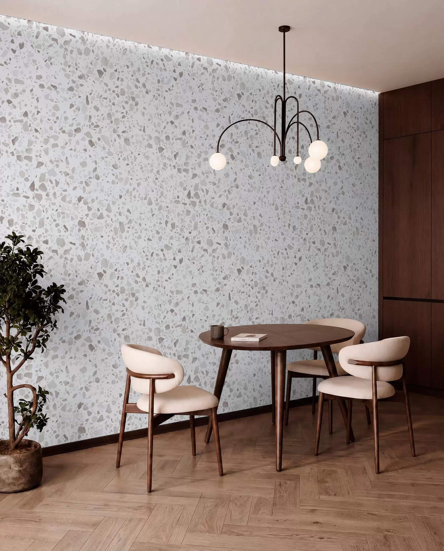 Fototapet Terrazzoplattor, mosaik med naturstenar, granit, marmor, kvarts, betong u94304