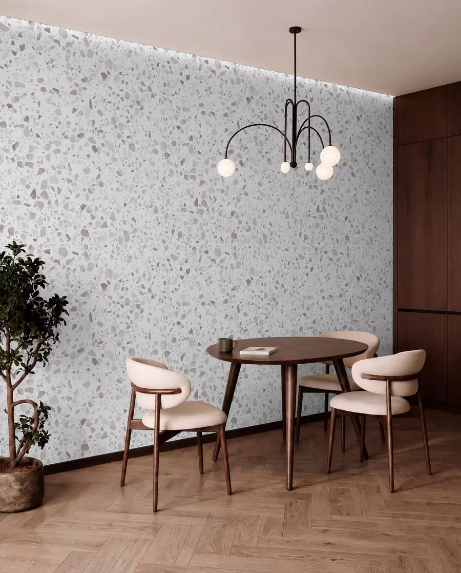 Fototapet Terrazzoplattor, mosaik med naturstenar, granit, marmor, kvarts, betong u94304