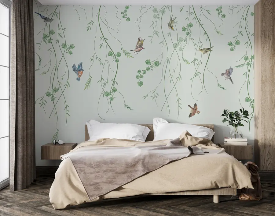 Fototapet Grenar med fåglar, Chinoiserie u94493