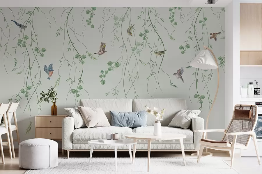 Fototapet Grenar med fåglar, Chinoiserie u94493