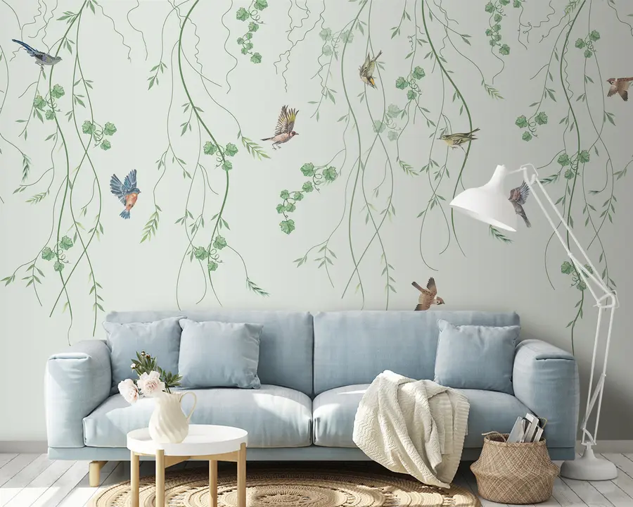 Fototapet Grenar med fåglar, Chinoiserie u94493