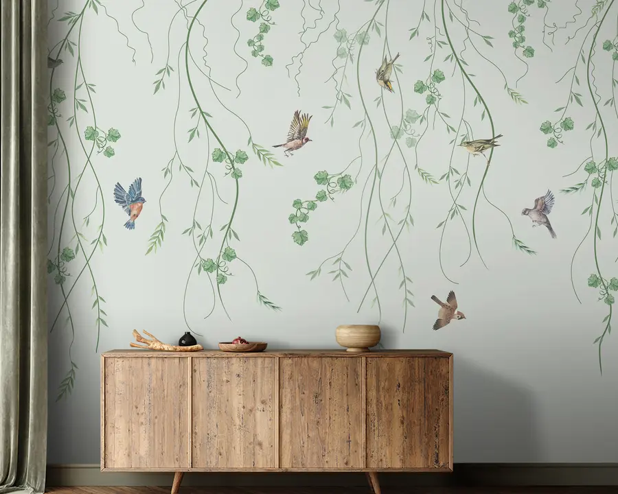 Fototapet Grenar med fåglar, Chinoiserie u94493