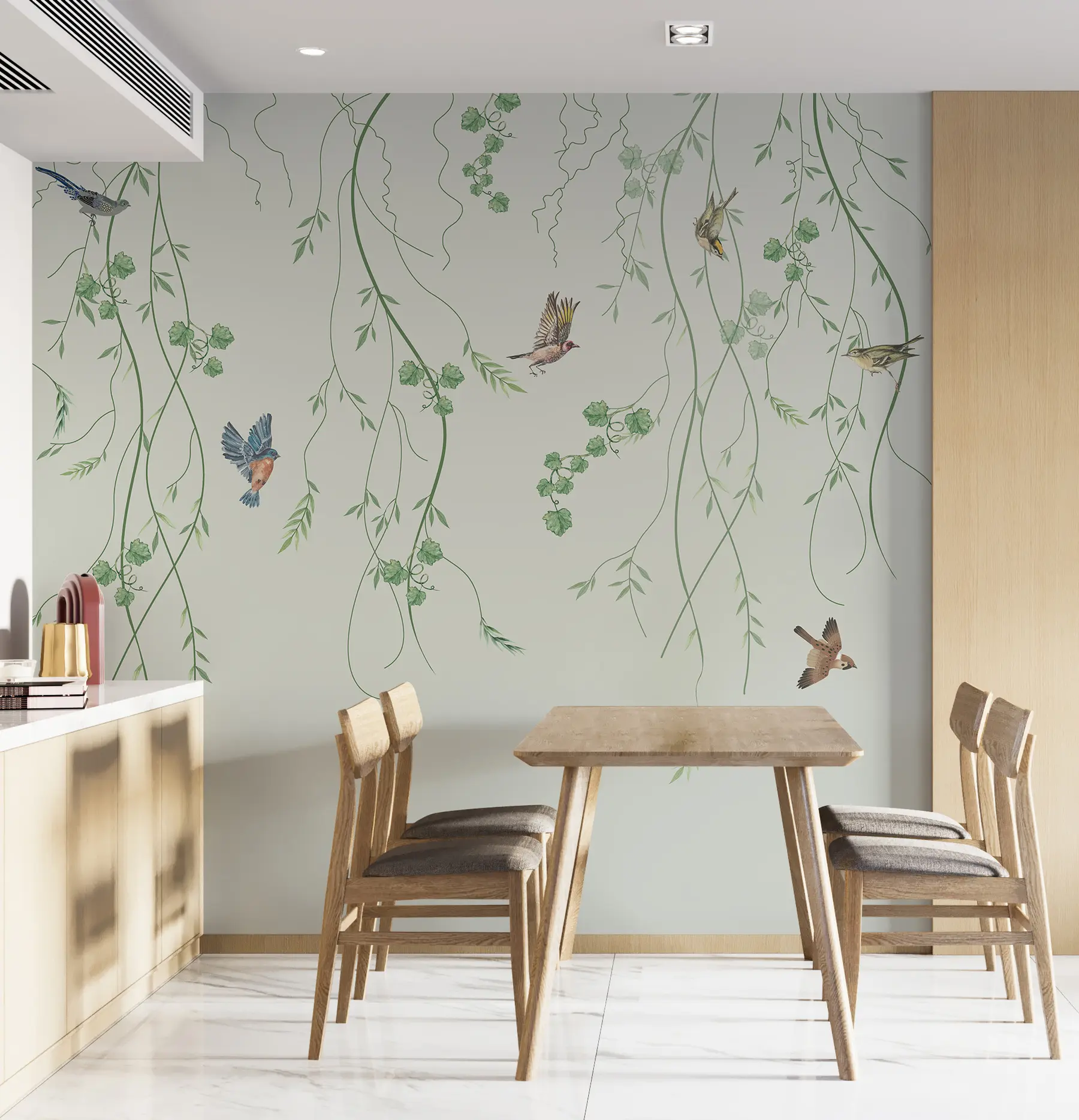 Fototapet Grenar med fåglar, Chinoiserie u94493