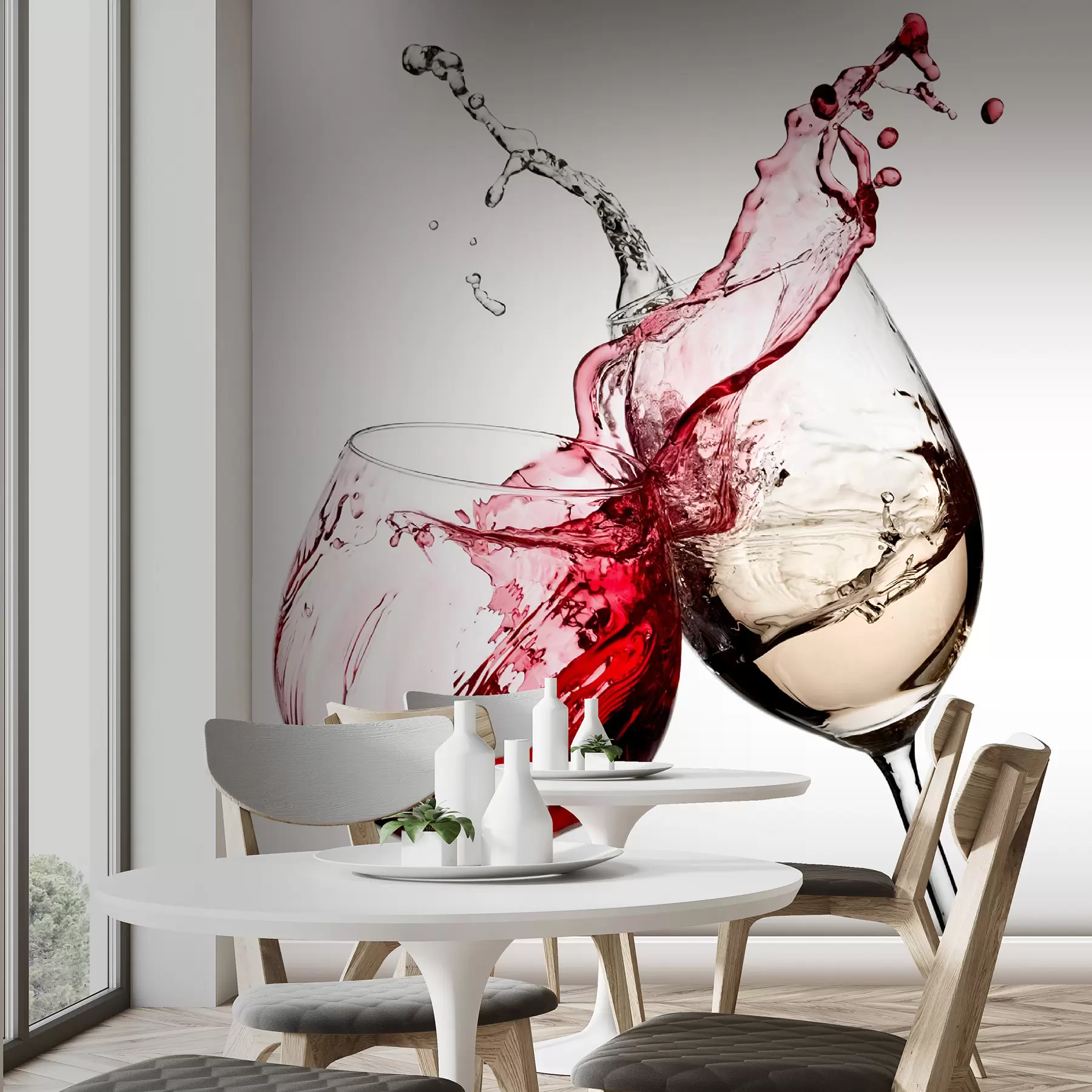 Fototapet Vitt och rött vin i glas u75563