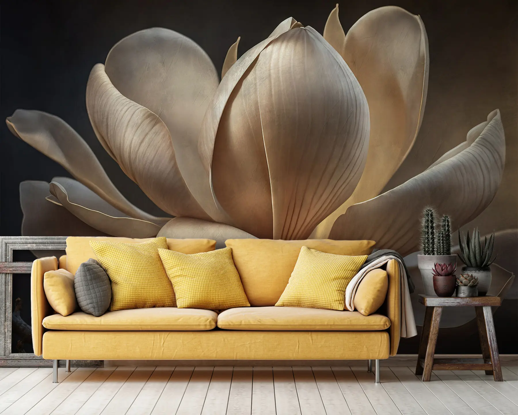 Fototapet Stor blomma på en mörk bakgrund u94507