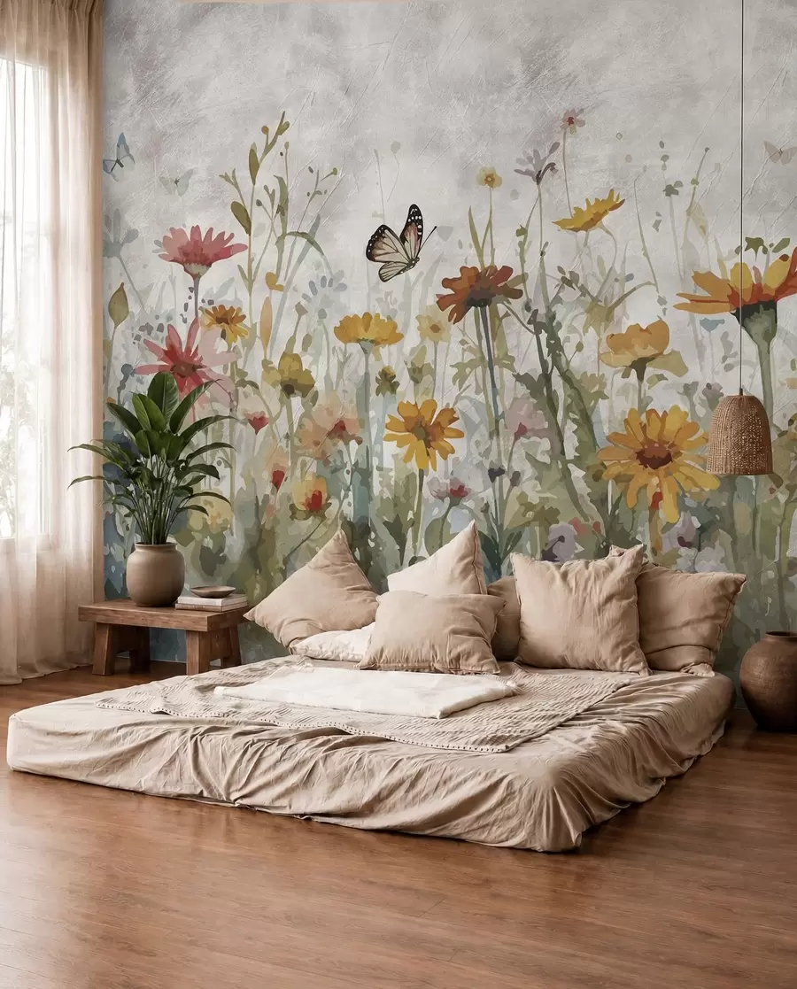 Fototapet Fjärilar bland blommorna u95406