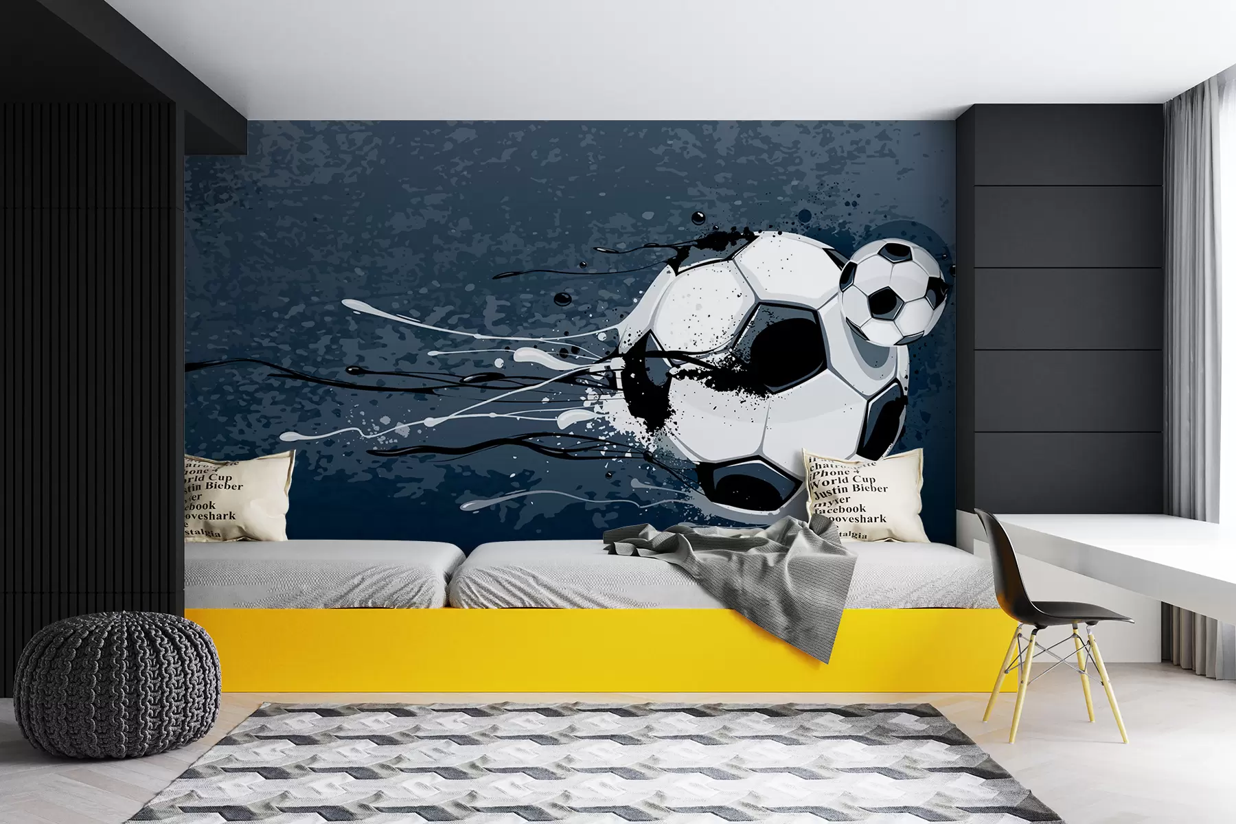 Fototapet Fotboll på graffiti stil bakgrund u95009