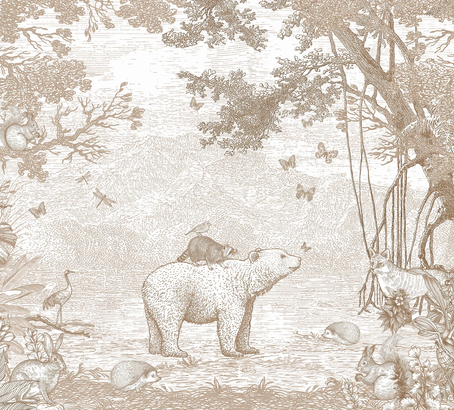 Fototapet Sagoskog med bedårande djur u95425