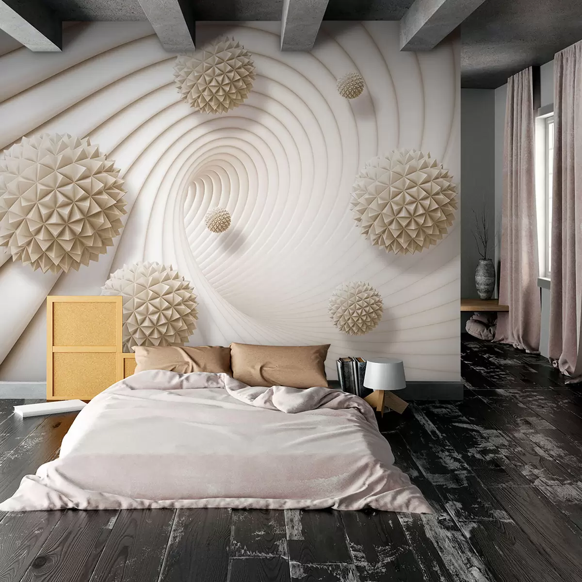 Fototapet 3D grafiska bollar i tunneln u95440