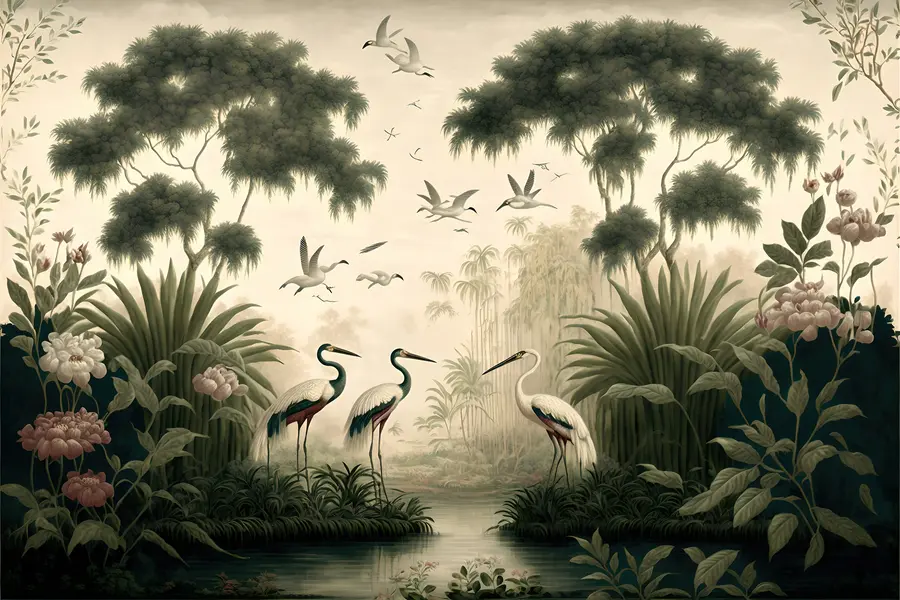 Fototapet fåglar i regnskogen u95653