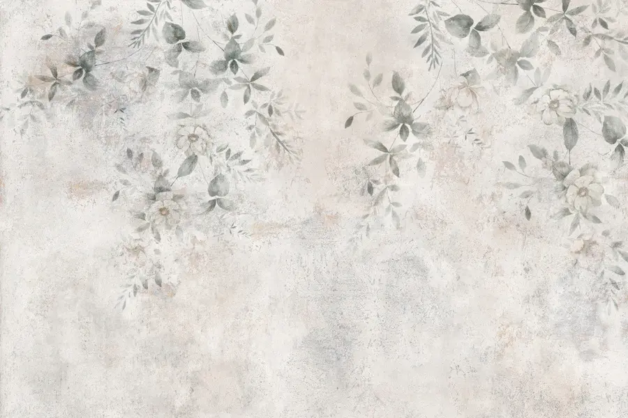 Fototapet Blommor med grenar på betong grunge bakgrund minimalism u96140