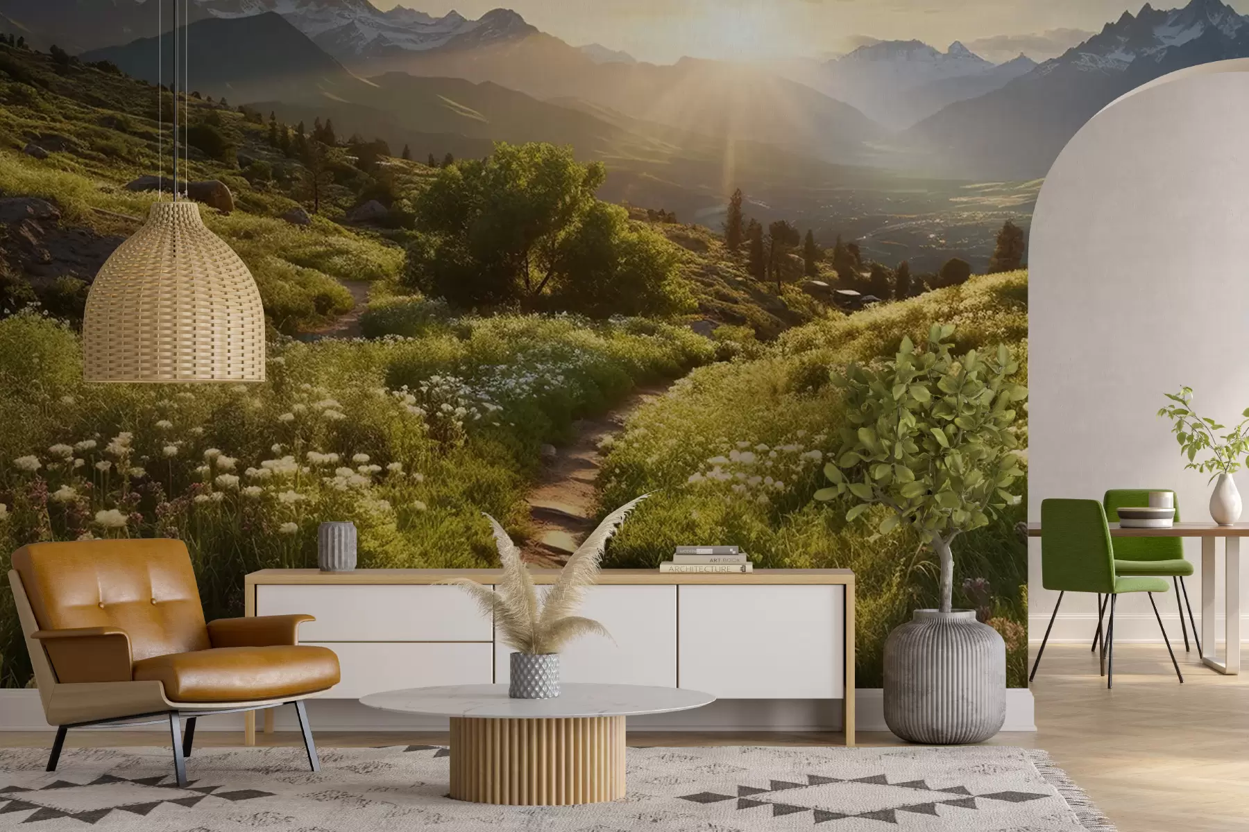 Fototapet Berglandskap solnedgång u96209